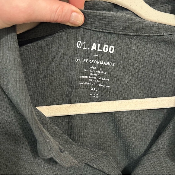NWT 01. Algo Gray Performance UPF 40 UV Protection Long Sleeve Shirt Men’s XXL - Picture 2 of 5